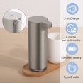 thumbnail image 5 of Lococo Soap Dispenser, Rechargeable Automatic Soap Dispenser Stainless Steel Touchless Foaming Soap Dispenser for Bathroom Auto Hand Soap Dispenser for Kitchen, Silver, Xmas Gift,9oz, 5 of 7