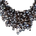 thumbnail image 2 of AeraVida Dark Iridescence Cultured Black Pearl Strings Bib Statement Necklace, 2 of 6