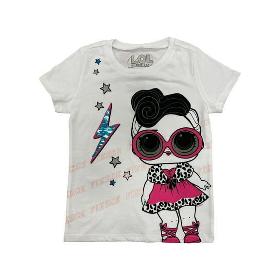 LOL Surprise! Girls White Fierce Dollface Short Sleeve T-Shirt Tee Small (6-6X)