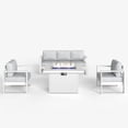 thumbnail image 2 of LayinSun 4 Piece Hight Back Aluminum Outdoor Furniture Set with Fire Pit Table, Modern Patio Conversation Sets, 2 of 6