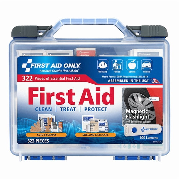 First Aid Kit and Housing, Plastic 322 Components, 50 People Served