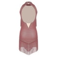 thumbnail image 4 of iefiel Robe de Danse Latine à Franges pour Femme Cha Cha Tango Salsa Samba Rumba Robe de Danse Rose Poudré m, 4 of 4