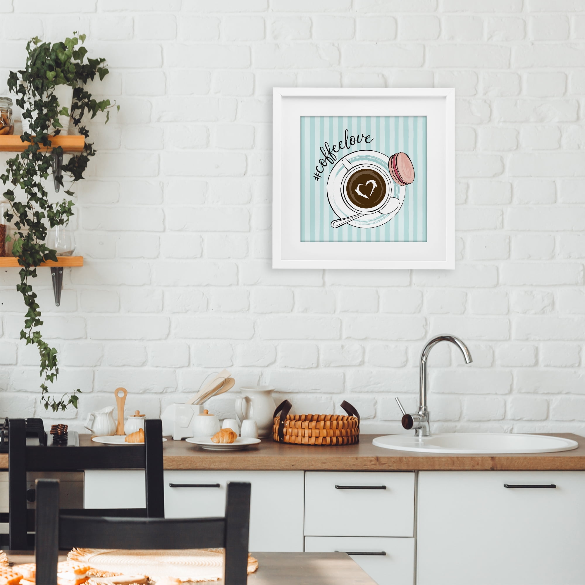 Stupell Industries Coffee Love Hashtag White Framed Print Under Glass, design by Martina Pavlova