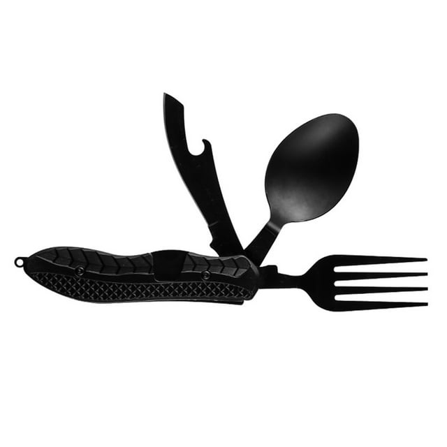 4 in 1 Camping Utensils Stainless Steel Foldable Detachable Multifunction Multitool Knife for Outdoor Picnic Travel,MultitoolKnife,MultitoolCampingKnife