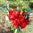 thumbnail image 2 of 10 Pack Artificial Rose Flower Red Silk Roses with Stem Fake Flowers Bouquet for Wedding Party Valentine's Day Decor (Red), 2 of 7