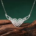 thumbnail image 1 of Stainless Steel Witchcraft Celtics Knot Long Chain Wings Necklace for Men Women Steel Color Geometry Jewelry Party Gift, 1 of 5