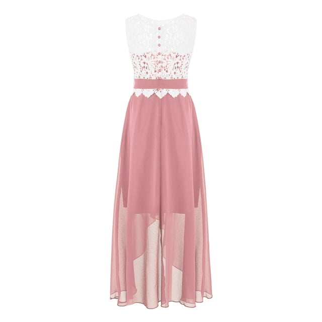 Robe d'Été pour Filles en Chiffon Robe de Demoiselle d'Honneur Sans Manches Robe de Princesse Costume de Soirée d'Anniversaire Robe de Concours