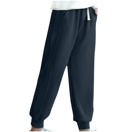 

Hpgjzj Children Sports Pants High Waisted Baggy Sweatpants 2024 Fall Jogger Pants Y2k Trendy Lounge Trousers with Pockets