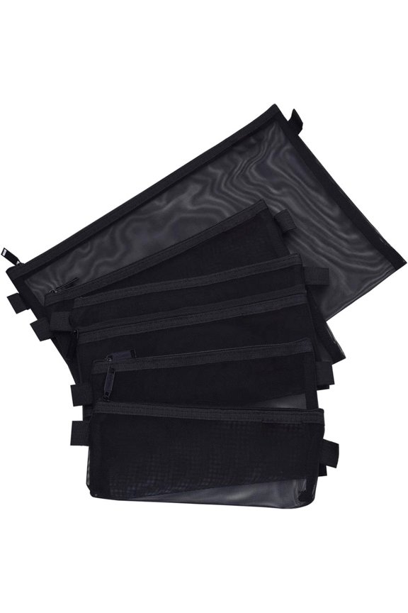 Mesh Zipper Pouch, 5pcs Multiple Size, Lightweight Nylon File Folders, Document Organizer, Cosmetic Bags, Accessories Storage for Travel, School and Office Supplies(A4 A5 A6)