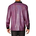 thumbnail image 3 of Lars Amadeus Shiny Metallic Shirts for Men's Long Sleeves Glitter Party Disco Collared Shirts 2XL Pink, 3 of 5