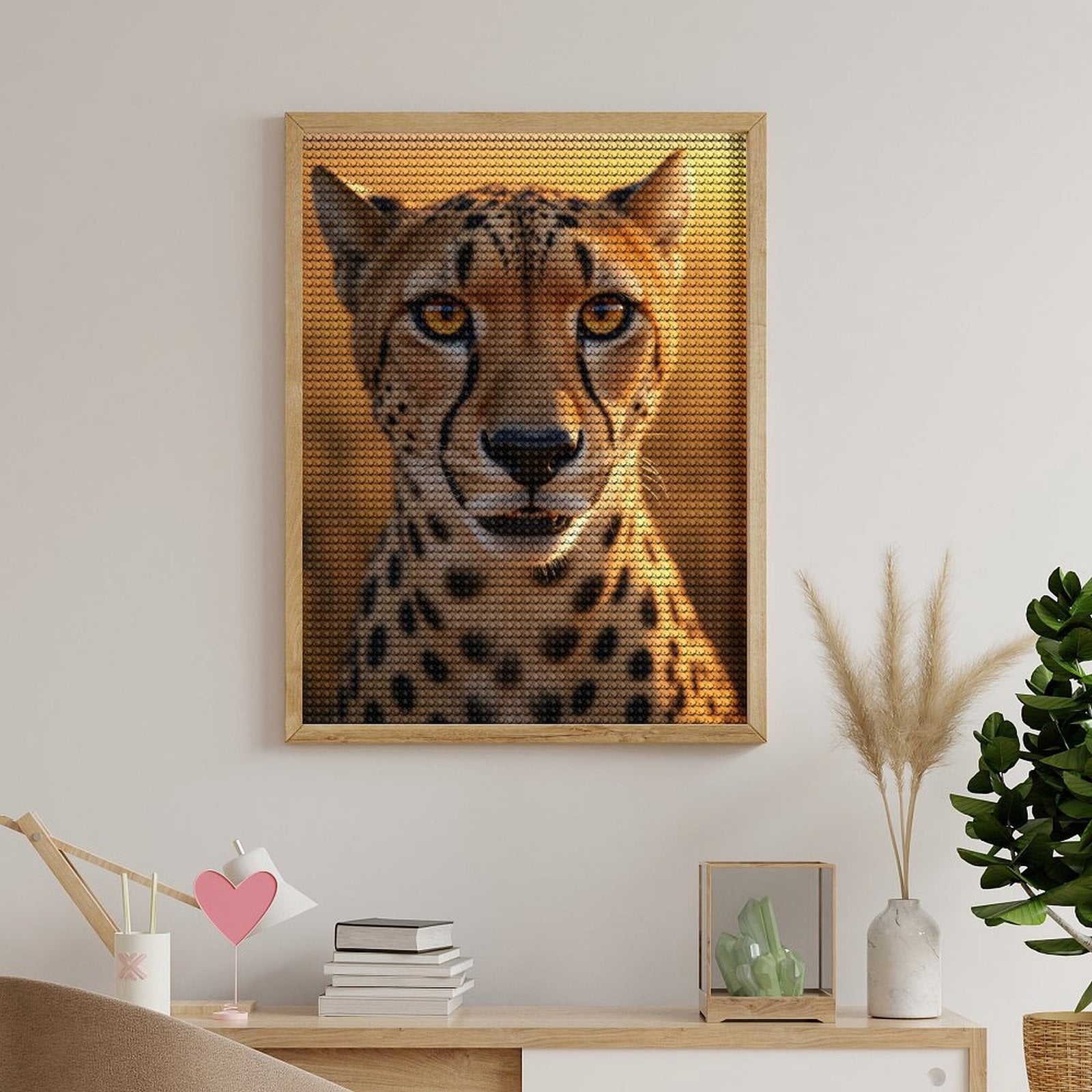 Diamond Art Kits for Adults, Cheetah Face Close Up Sunset 5D Diamond Painting Kits for Adults Beginners, DIY Full Drill Diamond Painting, Gem Art and Crafts 12x16