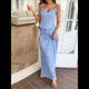 thumbnail image 5 of Conjunto de 2 Piezas para Mujer, Estilo Casual, con Falda Larga y Tirantes para Salir A la Playa. Azul M, 5 of 7