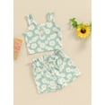 thumbnail image 4 of Musuos Kids Girls Shorts Set, 6 12 18 24M 3 4Y Flower Print Sleeveless Crew Neck Tank Top and Shorts Summer 2-piece Outfit, 4 of 9