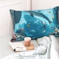 thumbnail image 4 of Fotbe Underwater Dolphin Scene Funda de Almohada Decorativa Estilo Occidental, Lujo en Algodón, Fundas para Almohadas King, Cojín Estampado para Decoración del Hogar-20"x30", 4 of 6