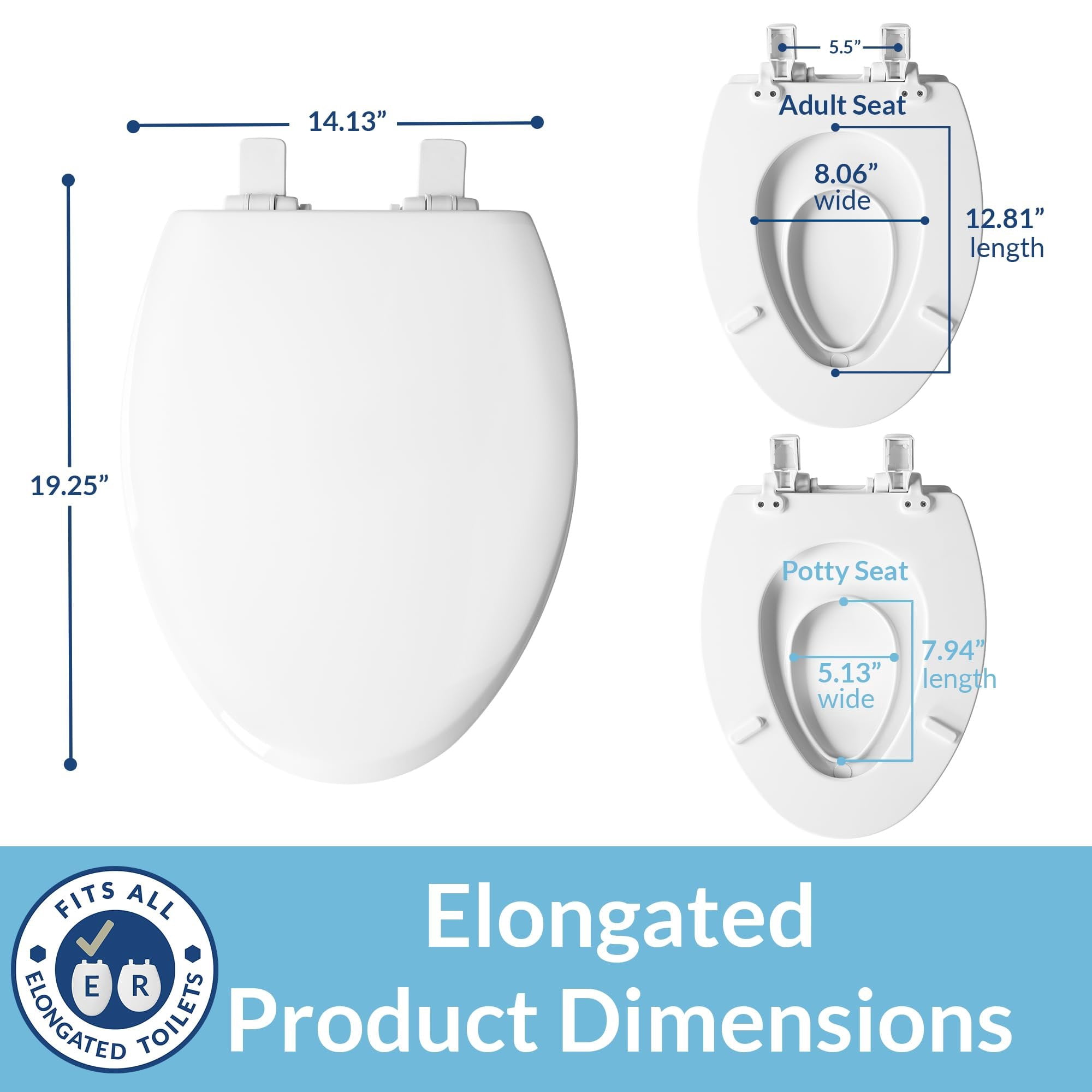 Mayfair NextStep2 Toilet Seat with Built-In Toddler Potty Training Seat, Slow Close, Easy Clean, Magnetic Removable Kids Seat, ELONGATED, Bone