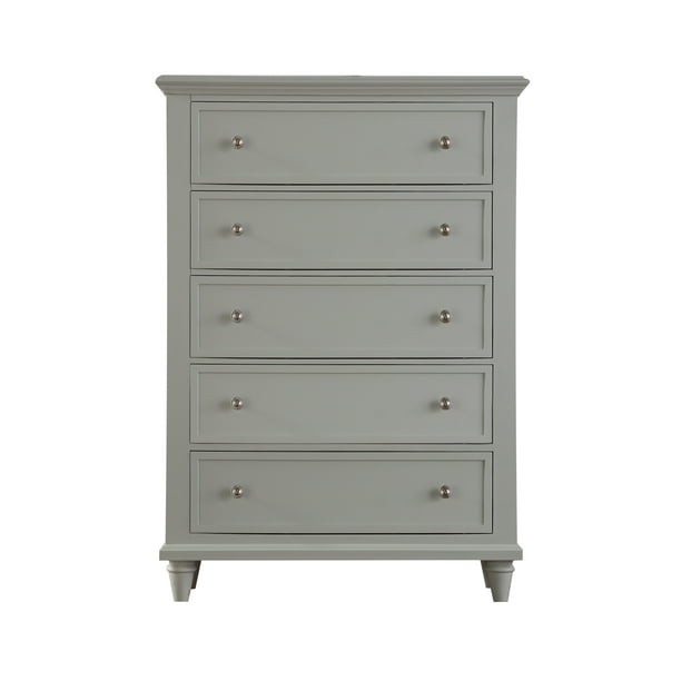 Emerald Home Home Decor Iv Light Gray Dresser With Turned Wood Legs And Brushed Nickel Hardware 5 Drawer Walmart Com Walmart Com