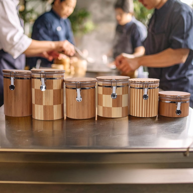 Hinged Cylindrical Bamboo Container - 3.5