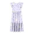 thumbnail image 4 of NaWent Maxi Dress for Girls Short Sleeve Casual Long Flower Print Dresses with Pockets 6-12 Years Blue 12 Years, 4 of 5