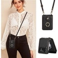 thumbnail image 4 of Phone Case for Samsung Galaxy Z Flip 3 5G 2021 Wallet Cell Cover with and Crossbody Strap Ring Stand RFID Credit Slot Card Holder Leather Flip ZFlip3 Z3 Flip3 3Z Women Men Girls Black, 4 of 7