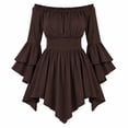 thumbnail image 3 of Halloween for Girls,Girls Casual off Shoulder Ruffled Dresses Pirate Dress Pirate Themed Outfit for Toddler Girl Halloween Character Dress,Brown,4-5 Years, 3 of 6