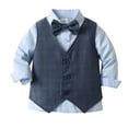 thumbnail image 6 of Emitonse Toddler Boy Gentleman Outfits Boys Suit Long Sleeve Shirt Trousers Gentleman Bow Tie Soft Delicate Navy,Size 1-2 Years, 6 of 9