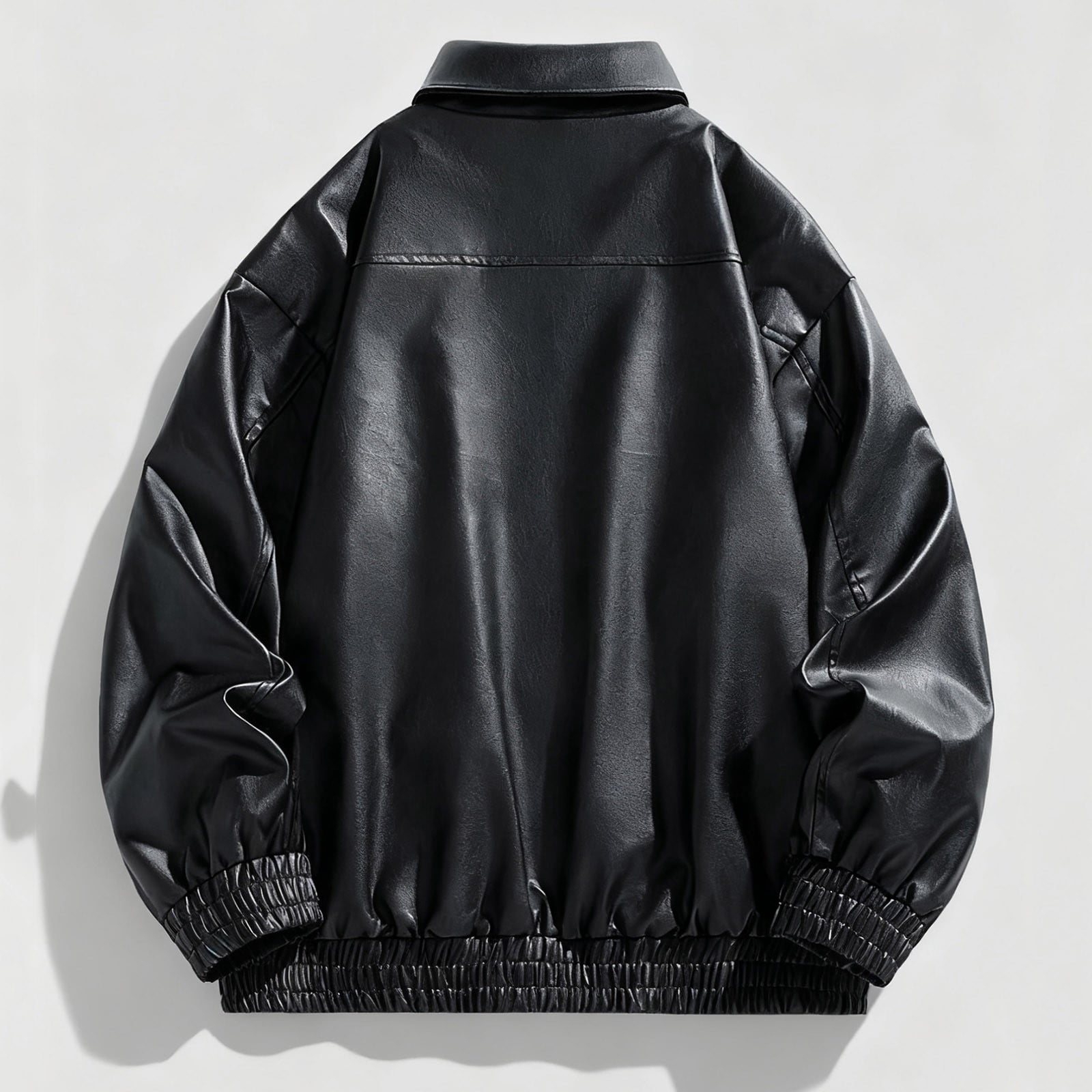 LNWUY Men's Oversized Faux Leather Bomber Jacket Vintage Biker Moto Style with Zipper Pockets, Durable and Stylish Outerwear Black XXXL