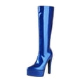 thumbnail image 1 of B91xZ Bottes à Talons Confortables d'Hiver Hauteur Genou, Bleu 7.5, 1 of 5