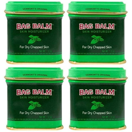Vermont's Original Bag Balm Ointment, 1 Ounce Tin (Pack of 4), Moisturizing Ointment for Dry Skin That can Crack Split or Chafe on Hands Feet Elbows Knees Shoulders and More