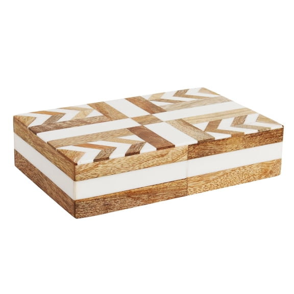Handicrafts Home Handmade Decorative Storage Box with Lid – Jewelry Organizer, Keepsake Holder & Gift Box, Patisserie Delight Collection, Made with Resin Inlay, Wood, cajas organizadoras - 8x5x2