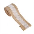 thumbnail image 1 of Cinta de arpillera de yute natural con encaje blanco estilo rústico decoración artesanal para fiesta de boda #3, 1 of 3