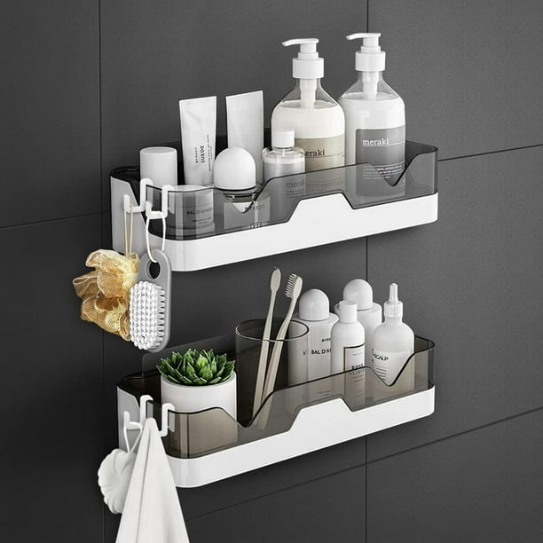 Elegante solución de almacenamiento para el baño, organizador de ducha colgante con diseño de gancho giratorio, no requiere perforación para una fácil instalación, el acero inoxidable de alta calidad