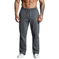 thumbnail image 2 of Mens Fleece Wide Leg Sweatpants - Open Bottom, Pockets, Loose Fit for Workout, Running & Casual Occasions Dark Gray M, 2 of 5