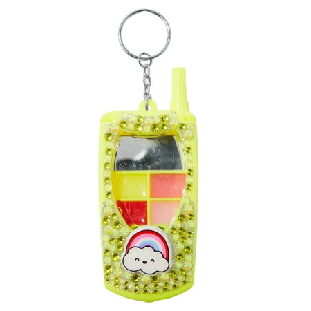 Claire's Girls Bedazzled Yellow Rainbow Flip Phone Lip Glosses on Chain, Children's