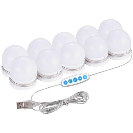 

LED Vanity Mirror Lights with 10 Dimmable Bulbs Makeup Lights Stick On for Vanity Table Set & Bathroom Mirror USB Power Cord