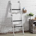 thumbnail image 4 of MyGift 5 ft Industrial Pipe Design Wall Leaning Towel Rack, Whitewashed Wood, 4 of 6