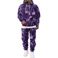 thumbnail image 2 of JULMCOMO Mens Tracksuit Tree Leaf Print Drawstring Hooded Casual Loose Fit Pullover Sweatshirt Drawstring Jogging Pants Sweatsuit Fall Winter 2 Piece Sets Dark Purple S, 2 of 5
