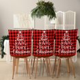 thumbnail image 4 of 6 Pcs Christmas Chair Back Covers Xmas Chair Covers Dining Room Seat Covers Buffalo Plaid Chair Slipcovers Removable Washable Dining Protector for Christmas Dining Kitchen Chair Decoration, 4 of 6
