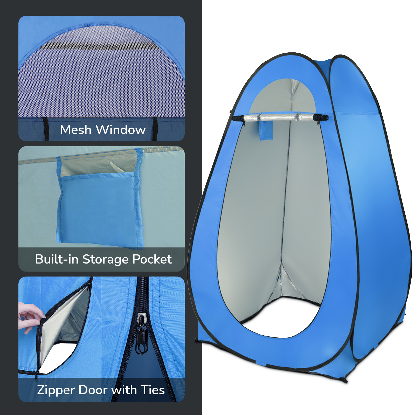 Ktaxon Blue Waterproof Automatic Pop up Oxford Shower Tent Blue - image 5 of 7