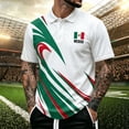 thumbnail image 2 of CONZONE Mens Mexico Soccer Shirts Short Sleeve International Football Buttons Down Shirts for Men Lapel Mexico Flag Graphic Casual Summer Tee Tops, 2 of 4