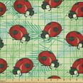 thumbnail image 2 of Ambesonne Ladybug Fabric by the Yard Microfiber, Spring Season Fauna, 3 Yards, Pale Green Vermilion, 2 of 4