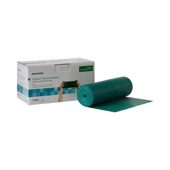 McKesson CanDo Exercise Resistance Band, Green, Medium - 5 in x 6 yd, 1 Ct