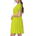 thumbnail image 2 of Fotbe Yellow Vestido Largo de Moda para Mujer, Vestido Tipo Camiseta con Manga Corta y Estilo Casual a Rayas y Bloques de Color, 2 of 6