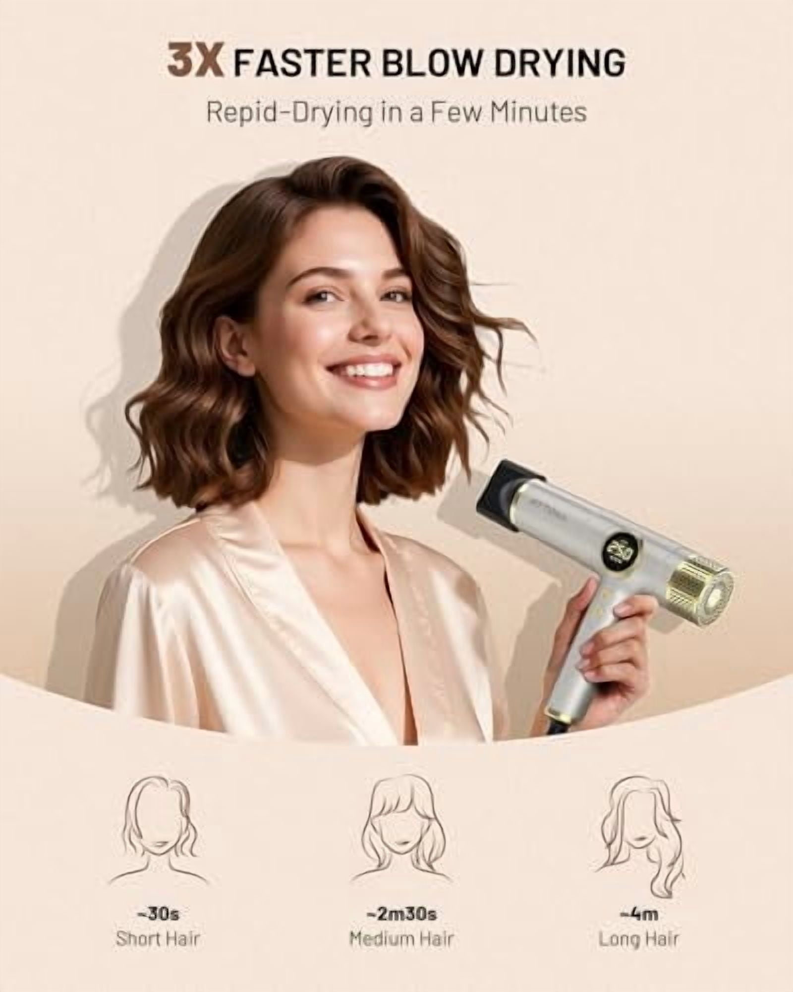 Dual Voltage Travel Hair Dryer with Magnetic Diffuser, 2000W High-Speed Ionic Hair Dryers Gift for Women, Fast Drying, Low Noise, No Heat Damage