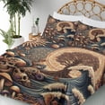 thumbnail image 3 of Ambesonne Earthy Boho Fitted & Top Sheet Set with Sham, Gothic Woods Waves Sun, Dark Slate Blue Cinnamon, 3 of 5