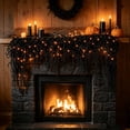 thumbnail image 5 of yulier Black Rope Halloween Garland with LED Lights, 70.87" Spooky Artificial Hanging Vines with String Lights for Mantel, Fireplace, Halloween Party Home Indoor Outdoor Decor, 5 of 9