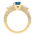 thumbnail image 2 of 2.33 ct Round Cut Natural London Blue Topaz 3 Stone 18K Yellow Gold Womens Engagement Ring, 2 of 5