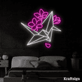 thumbnail image 2 of Craftnamesign Flower Paper Cranes Neon Sign, Bedroom Decor, LED Wall Art, 2 of 4
