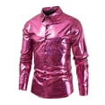 thumbnail image 1 of pstuiky Camisas casuales de manga larga para hombre, Camisa de solapa de manga larga con lentejuelas de color liso para hombre top de hombre m, 1 of 9