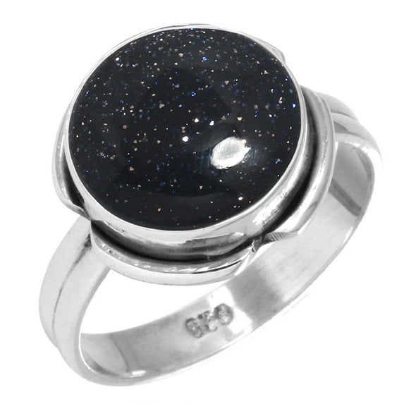 925 Sterling Silver Ring For Women - Girls Blue Sunstone Gemstone Silver Ring Size 11.5 Costume Silver Ring Size 11.5 Christmas - Gift For Mother Gemstone 925 Silver Jewelry