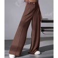 thumbnail image 5 of Women'S Dressy Trousers Solid Color Straight Leg Suit Pants Brown L, 5 of 9